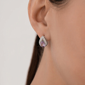 Серьги SOKOLOV - Серебро 925, Аметист, Фианит (арт. 92023142)