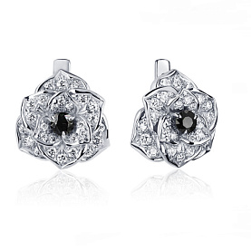 Серьги Platinum Lab. - Платина 950, Бриллиант черный, Бриллиант (арт. ПС-040Ч-02)