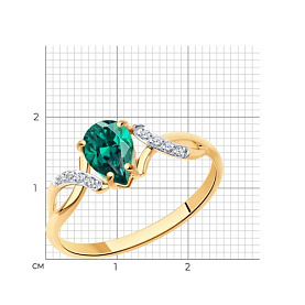Кольцо SOKOLOV - Золото 585, Синтетический изумруд, Фианит (арт. 716328)