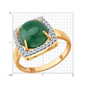 Кольцо SOKOLOV - Серебро 925, Жадеит, Фианит (арт. 83010276)