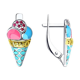 Серьги SOKOLOV - Серебро 925, Фианит, Эмаль (арт. 94022777)