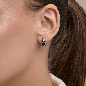 Серьги Diamant - Серебро 925, Фианит, Эмаль (арт. 94-120-00235-2)