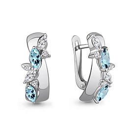 Серьги Аквамарин - Серебро 925, Топаз, Фианит (арт. 4964302А.5)