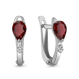 Серьги Аквамарин - Серебро 925, Гранат, Фианит (арт. 4794103.5)