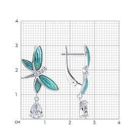 Серьги Diamant - Серебро 925, Фианит, Эмаль (арт. 94-121-02244-1)