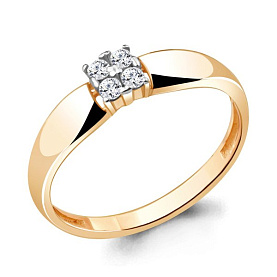 Кольцо Аквамарин - Золото 375, Фианит (арт. 68019.8)