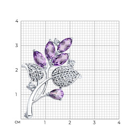 Брошь SOKOLOV - Серебро 925, Аметист, Фианит (арт. 92040134)