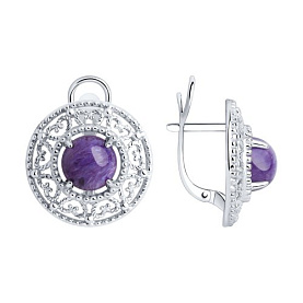 Серьги Diamant - Серебро 925, Чароит (арт. 94-320-00839-1)
