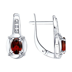 Серьги SOKOLOV - Серебро 925, Гранат, Фианит (арт. 92023287)