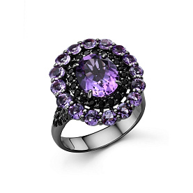Кольцо Дар - Серебро 925, Аметист, Шпинель (арт. К-5300чрс40116)