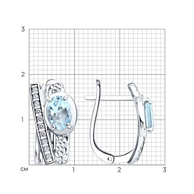 Серьги SOKOLOV - Серебро 925, Топаз, Фианит (арт. 92023334)