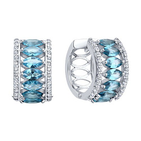 Серьги Diamant - Серебро 925, Синтетический топаз Лонд, Фианит (арт. 94-320-02192-1)