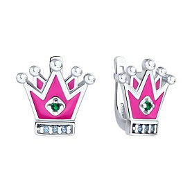 Серьги Diamant - Серебро 925, Фианит, Эмаль (арт. 94-120-02221-1)