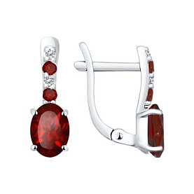 Серьги SOKOLOV - Серебро 925, Гранат, Фианит (арт. 92021200)