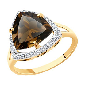 Кольцо Diamant - Золото 585, Раухтопаз, Фианит (арт. 51-310-00865-2)