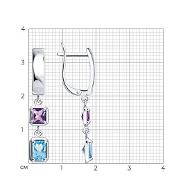Серьги Diamant - Серебро 925, Аметист, Топаз (арт. 94-321-01769-2)