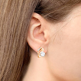 Серьги Аквамарин - Серебро 925, Фианит (арт. 49168А.6)