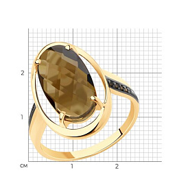 Кольцо SOKOLOV - Золото 585, Раухтопаз, Фианит (арт. 715883)