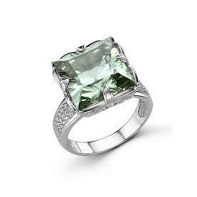 Кольцо Дар - Серебро 925, Празиолит, Фианит (арт. К-5256рс41200)