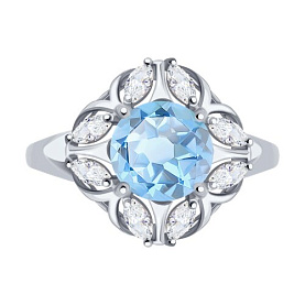 Кольцо SOKOLOV - Серебро 925, Топаз, Фианит (арт. 92012160)