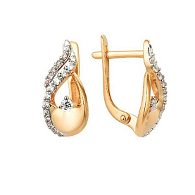 Серьги ЮФ Династия - Золото 585, Фианит (арт. 002002-1102)