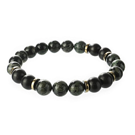 Браслет Фиделис - Сталь, Гематит, Дерево, Яшма (арт. AS-S03-10-Dysh-gr)