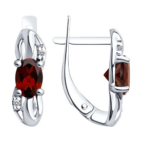 Серьги Diamant - Серебро 925, Гранат, Фианит (арт. 94-320-00182-2)