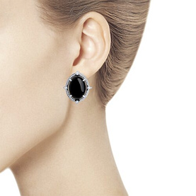 Серьги Diamant - Серебро 925, Агат, Фианит (арт. 94-320-00885-1)