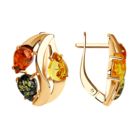 Серьги Diamant - Серебро 925, Янтарь пресс. (арт. 93-320-00456-1)