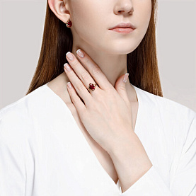 Серьги SOKOLOV - Золото 585, Синтетический рубин (арт. 728212)