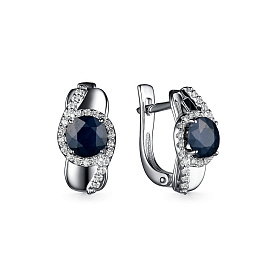 Серьги Дар - Серебро 925, Сапфир, Фианит (арт. С-5069рс110800)