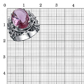Кольцо Красная пресня - Серебро 925, Стекло (арт. 23615426-19)