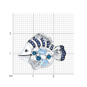 Брошь SOKOLOV - Серебро 925, Топаз, Топаз лондон, Фианит (арт. 92040074)