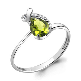 Кольцо Аквамарин - Серебро 925, Фианит, Хризолит (арт. 6552707А.5)