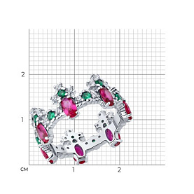 Кольцо SOKOLOV - Серебро 925, Синтетический рубин, Фианит (арт. 84010038)