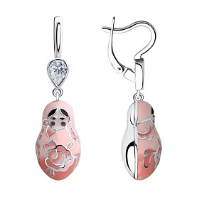 Серьги SOKOLOV - Серебро 925, Фианит, Эмаль (арт. 94023535)