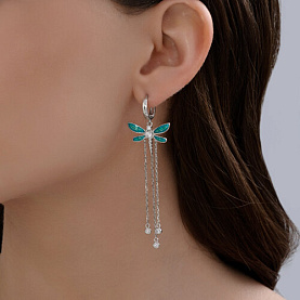 Серьги Diamant - Серебро 925, Фианит, Эмаль (арт. 94-121-02245-1)