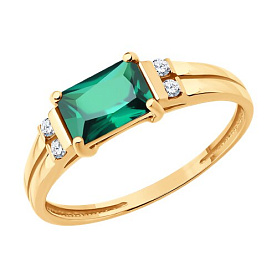 Кольцо SOKOLOV - Золото 585, Сапфир, Синтетический изумруд (арт. 717332)