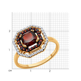Кольцо SOKOLOV - Серебро 925, Гранат, Фианит (арт. 92014394)