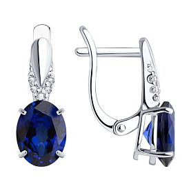 Серьги SOKOLOV - Серебро 925, Синтетический сапфир , Фианит (арт. 88020002)