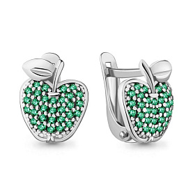 Серьги Аквамарин - Серебро 925, Синтетический изумруд (арт. 42570Г.5)