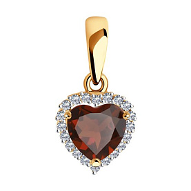 Подвеска SOKOLOV - Золото 585, Гранат, Фианит (арт. 732329)