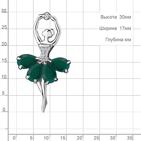 Брошь Аквамарин - Серебро 925, Агат, Фианит (арт. 7263309А.5)