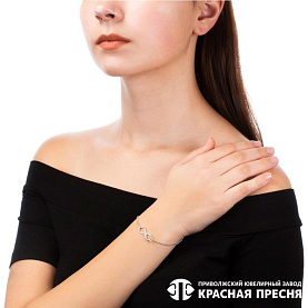 Браслет Красная пресня - Серебро 925, Фианит (арт. 7389278Д)