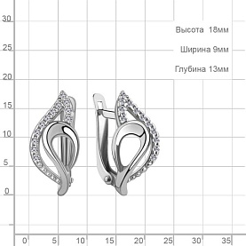 Серьги Аквамарин - Серебро 925, Фианит (арт. 400283А.5)