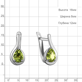 Серьги Аквамарин - Серебро 925, Хризолит (арт. 45021407.5)