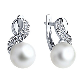 Серьги SOKOLOV - Серебро 925, Жемчуг культивированный, Фианит (арт. 94022592)