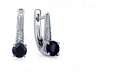 Серьги Platinum Lab. - Платина 950, Сапфир, Бриллиант (арт. ПС-032С-01)