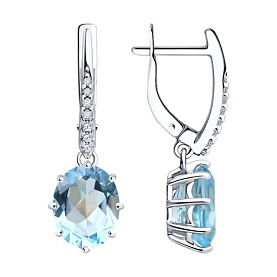 Серьги Diamant - Серебро 925, Топаз, Фианит (арт. 94-321-02054-1)