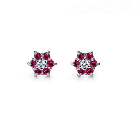 Серьги Platinum Lab. - Платина 950, Рубин, Бриллиант (арт. ПС-205Р-01)